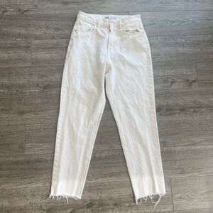 Zara womens jeans high waisted wide leg white